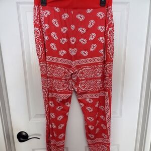 Red Bandana Print Pants